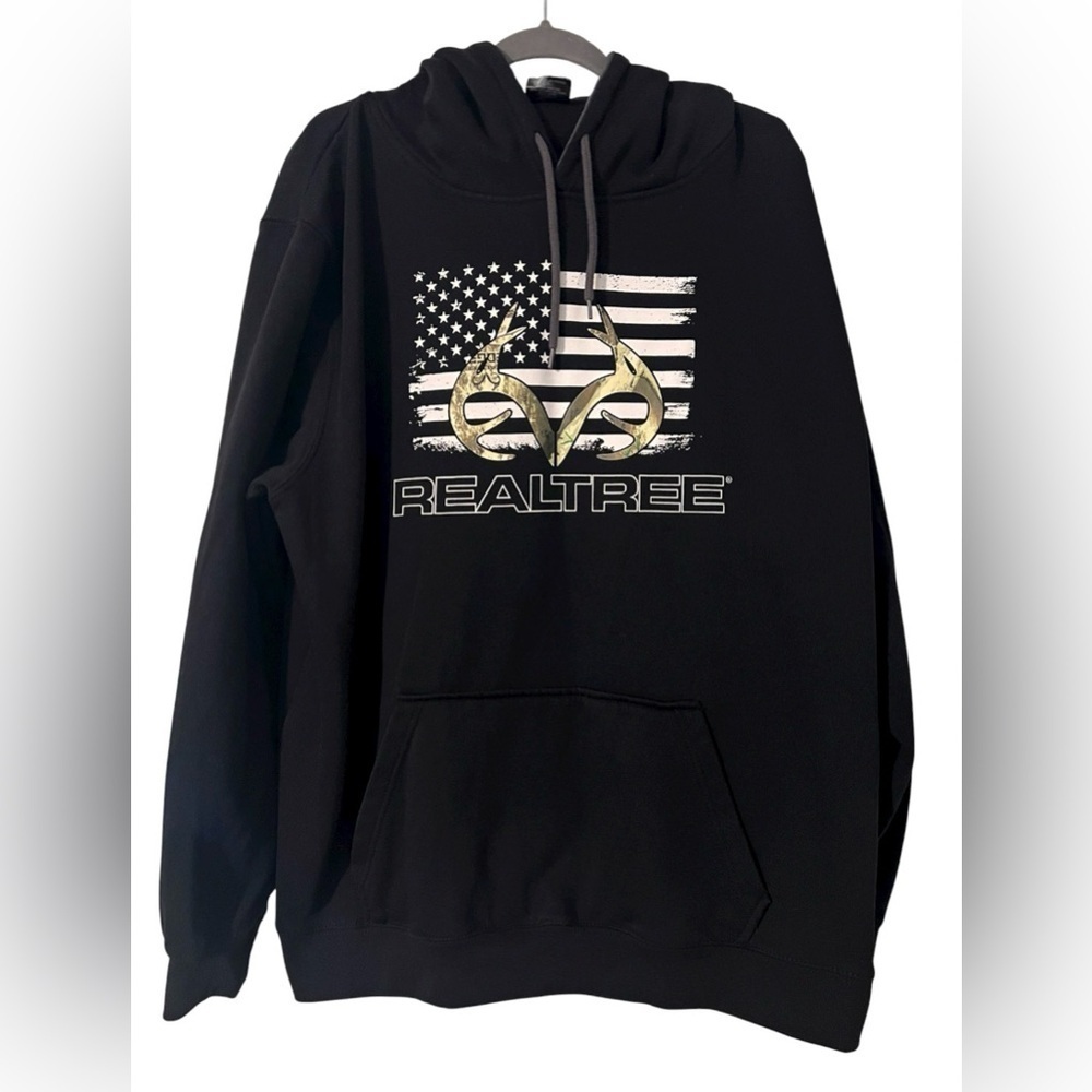Realtree by Colosseum Hoodie Mens XXL Camo Deer Antlers and American Flag